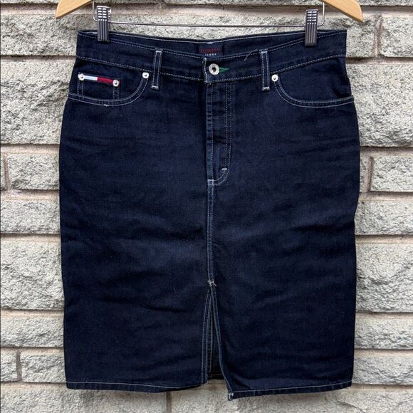 Tommy Hilfiger Dresses & Skirts - Tommy Hilfiger Navy Denim Pencil Skirt with Flag Detail